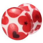 1/2" Gauge Double Flared Pink Heart Ear Plug