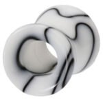 0 Gauge Black & White Marble UV Hollow Ear Tunnel