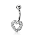 14 kt White Gold Gemmed Heart Belly Ring