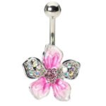 Pink Hawaiian Flower Belly Ring
