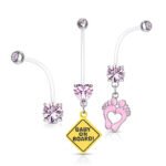 3 Pack Pink Pregnancy Belly Rings