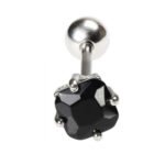 Black Square CZ Tongue Barbell