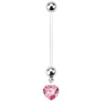 Heart Maternity Belly Button Ring - Pink