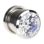 00 Gauge Screw Fit Clear Gem Ear Plug