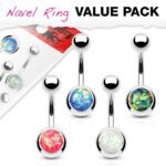 4 Pack Opal Glitter Belly Rings