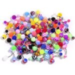 Set of 100 -14G Belly Button Navel Rings Mix Color Stainless Barbell