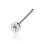 14K White Gold Clear CZ Nose Bone Stud