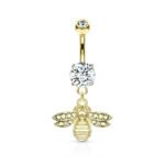 Bee with Crystal Paved Wings -Gold Plated