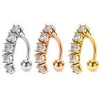 Pave CZ Crystal Reverse Belly Button Ring 14G Surgical Steel Top Down Navel Belly Rings