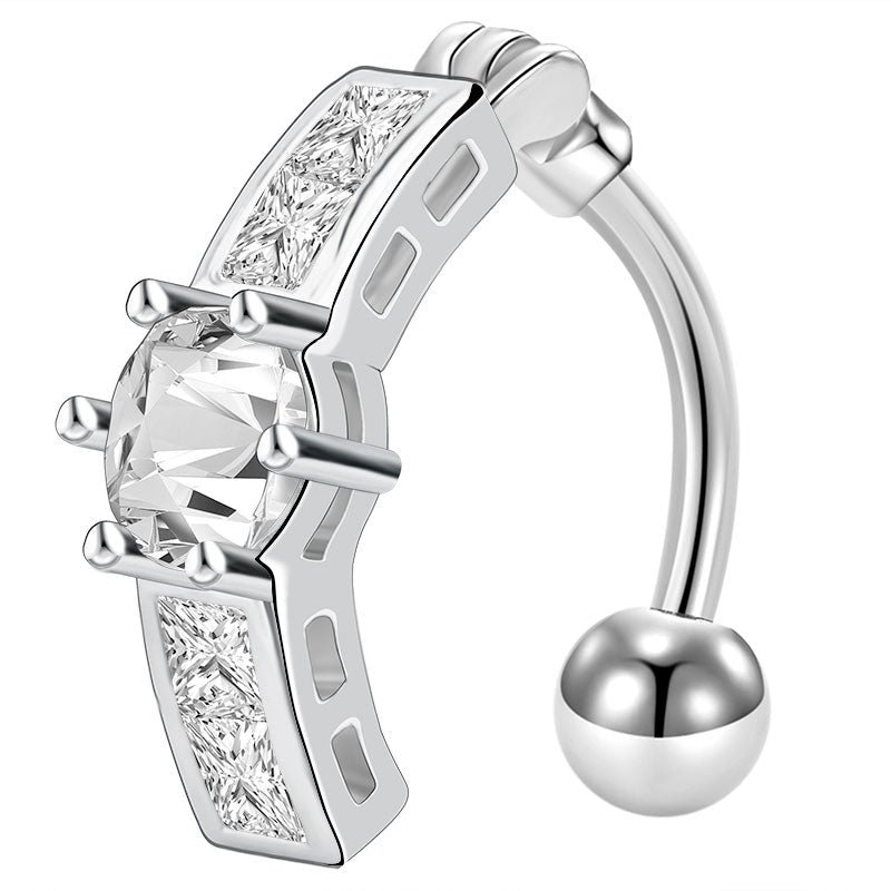 CZ Gem Cannabis Leaf 316L Surgical Stainless Steel Belly Dangle | Belly