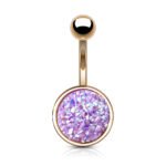 Rose Gold Druzy Stone Lt Purple Belly Ring