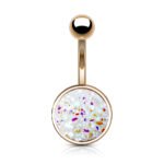 Rose Gold Druzy Stone White Belly Ring