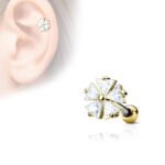 Gold Flower CZ Cartilage Ring