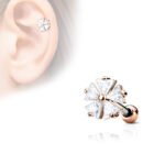 Rose Gold Flower CZ Cartilage Ring