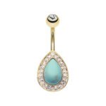 Golden Turquoise Multi Gem Belly Ring