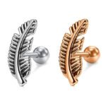 16g Tragus Earrings Cartilage Earrings Feather