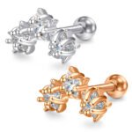 16gauge Tragus Earrings Staineless Steel Cartilage Jewelry Flower CZ