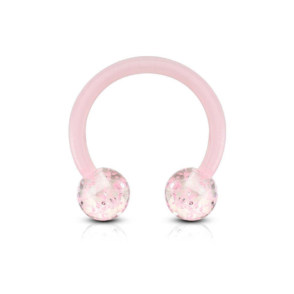 Pink Ultra Glitter Acrylic Circular Barbell/Horseshoe Piercing - The ...