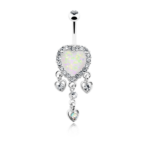 Dangling Hearts Opal Dangle Belly Ring