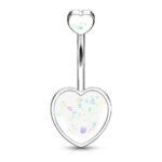 Double Hearts Opal Glitter Belly White