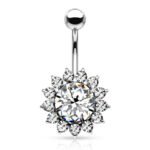 Large Clear CZ and Around Belly Ring