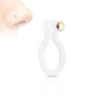 Iridescent Acrylic Fake Nose Ring with CZ