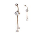 Rose Gold Double Jeweled Rope Chain Dangle Belly Button Ring
