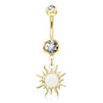 Gold Sun Opal Glitter Belly Ring