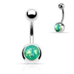 Green Opal Glitter Belly Ring