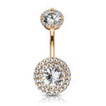 Internally Threaded Double Tier Belly Ring-Rose Gold
