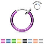 Fake Titanium Spring Action Septum, Ear, or Nose Hoop