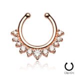 Rose Gold Single Line with Multi Gems Fake Septum Hanger