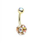 Golden Sparkle Multi Gem Belly Ring