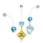 3 Pack Pregnancy Belly Rings Aqua