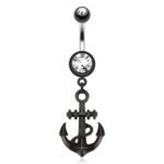 Black Nautical Anchor Belly Ring