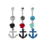 Polka Dot Anchor and Rose Belly Ring