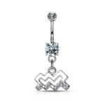 Aquarius Zodiac CZ Belly Ring