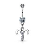 Aries Zodiac CZ Belly Ring