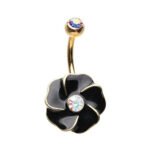 Golden Dark Hibiscus Belly Ring