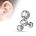 3 Round CZ Set Cartilage Ring - Silver