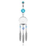 Dream Catcher Navel Ring - Aqua
