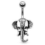 Elephant Head Belly Ring - Silver