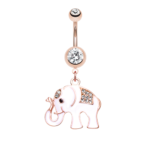 Rose Gold Elephant Belly Ring - White