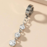 Dangling Rhinestone Drop Clip On Fake Belly Button Ring