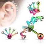 Rainbow Five Crystal Fan Cartilage Ring