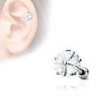 Flower CZ Cartilage Ring Silver