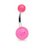 Pink Glitter Ball Belly Ring