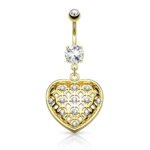 Crystal Set Tribal Net Heart Belly Ring