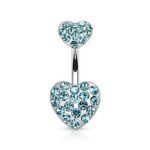 Double Hearts Belly Ring-Aqua