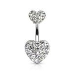 Double Hearts Belly Ring-Clear